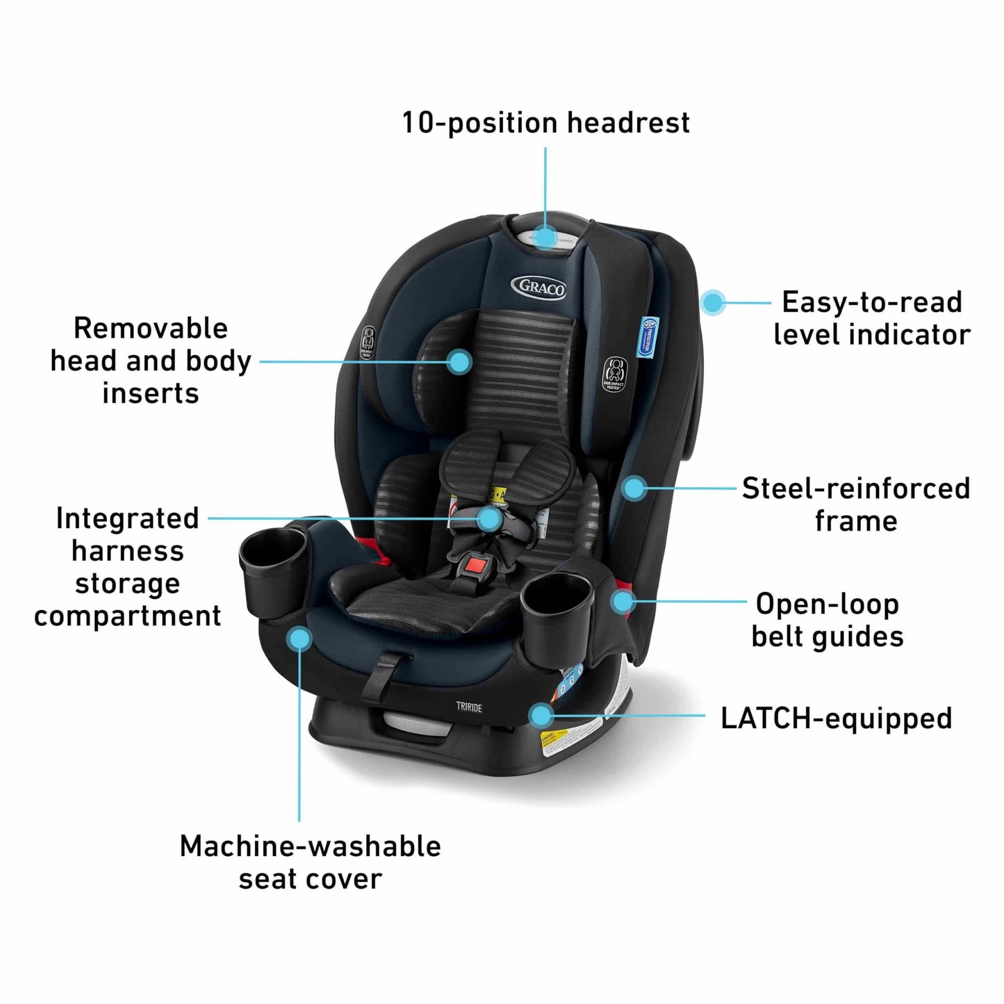 GRACO TriRide 3-in-1 Car Seat: Reclining, Adjustable, Booster