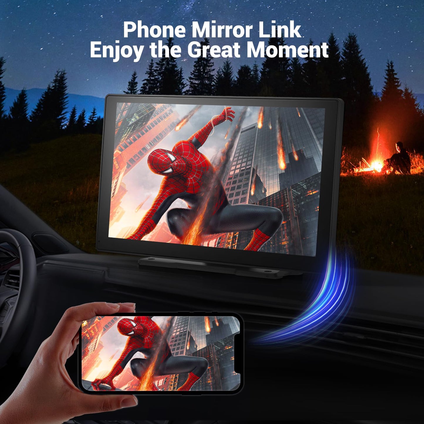 HAUXIY Wireless Apple Carplay Screen - 9" Portable Car Stereo