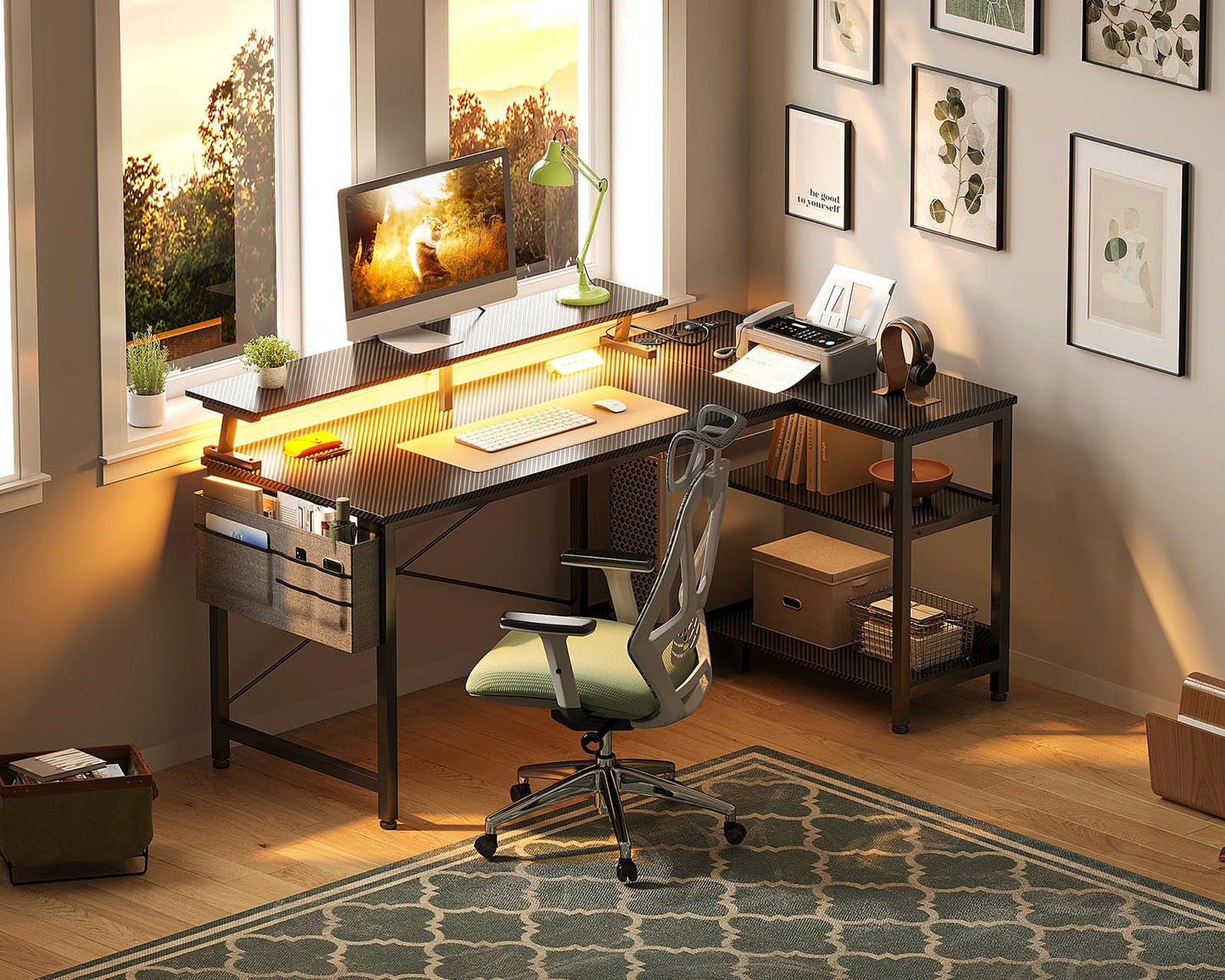 ODK 48 Inch Gaming Desk with USB Ports & LED Lights