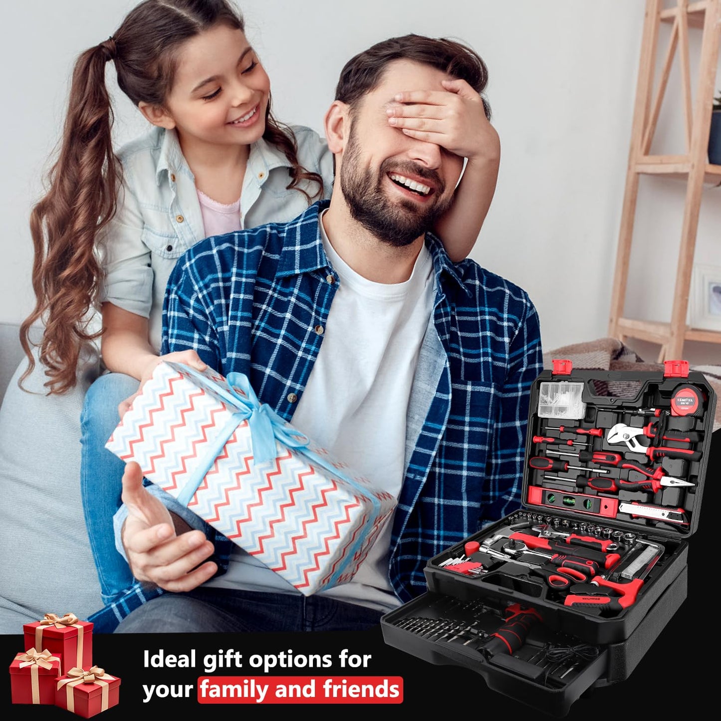 KINGTOOL 276-Piece Tool Set with Cordless Drill and Toolbox