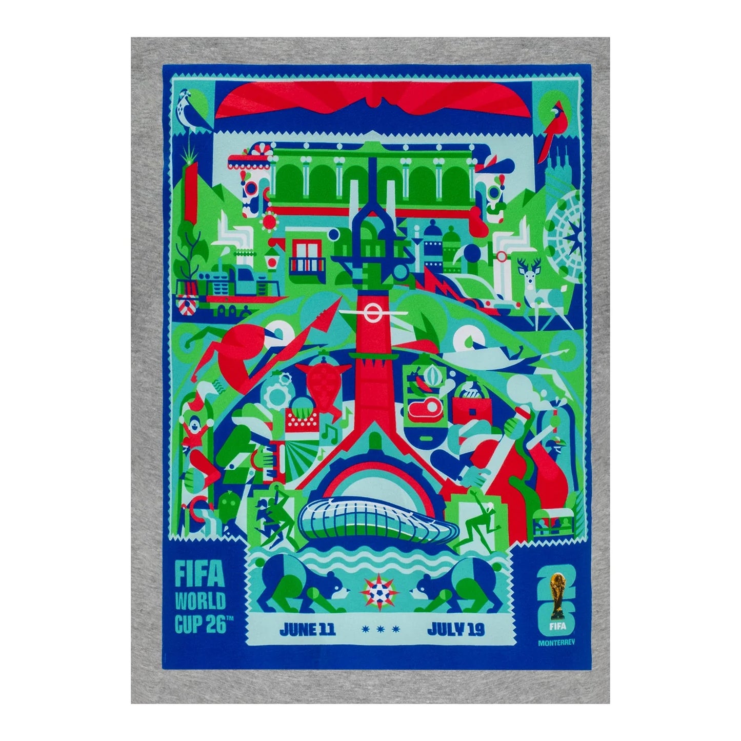 FIFA World Cup 2026™ Monterrey Poster Grey T-Shirt ESP - Unisex