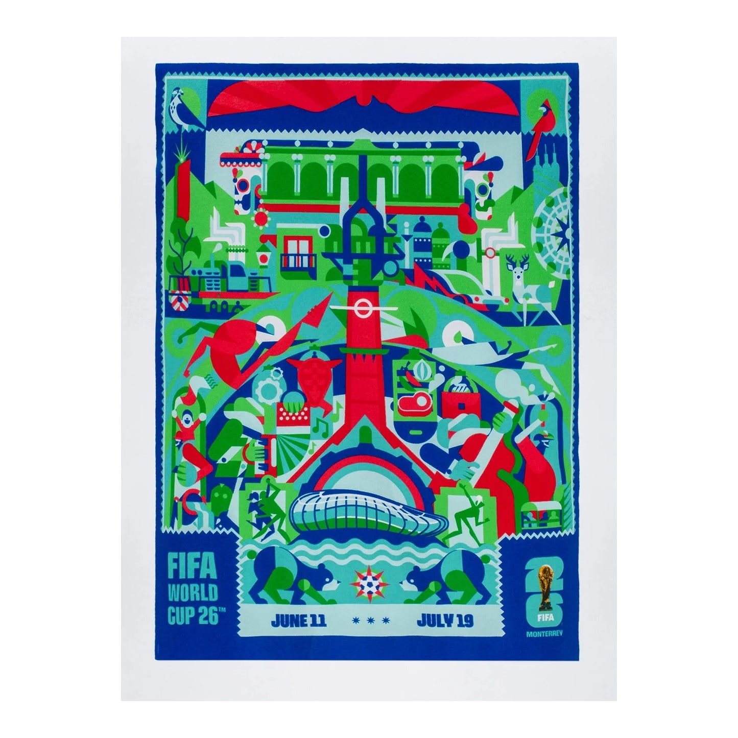 FIFA World Cup 2026™ Monterrey Poster White T-Shirt ENG - Unisex