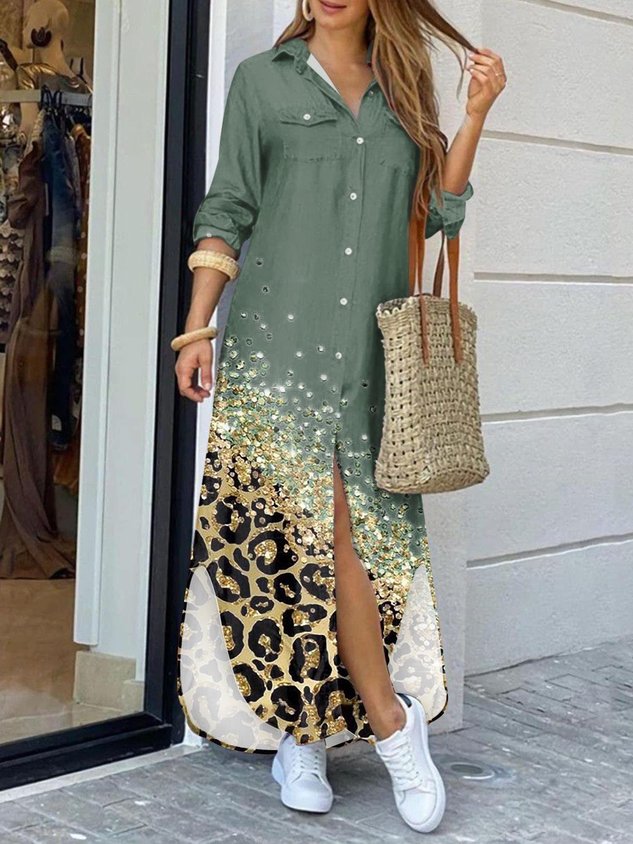 Loose Shirt Collar Casual Dress