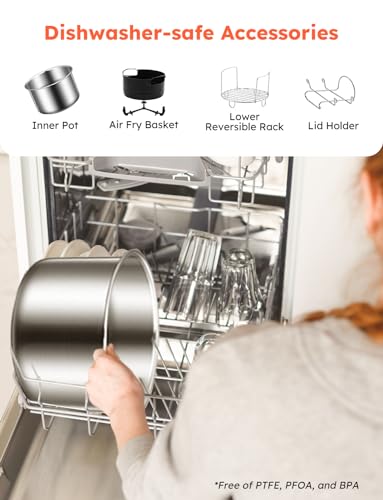 Nuwave Duet Air Fryer and Electric Pressure Cooker Combo with 2 Switchable Lids, 300 FoolProof One Touch Presets, Crisp&Tender Tech, 6QT Heavy duty Stainless Steel Pot, 15 Safety Features : Home & Kitchen