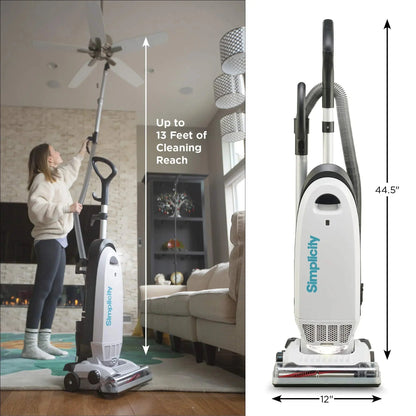 Simplicity Vacuums Allergy Bagged Vacuum Cleaner for Carpet and Hardwood, Multi Surface Upright Vacuum Cleaner with Certified HEPA Vacuum, Pet Vacuum, S20EZM