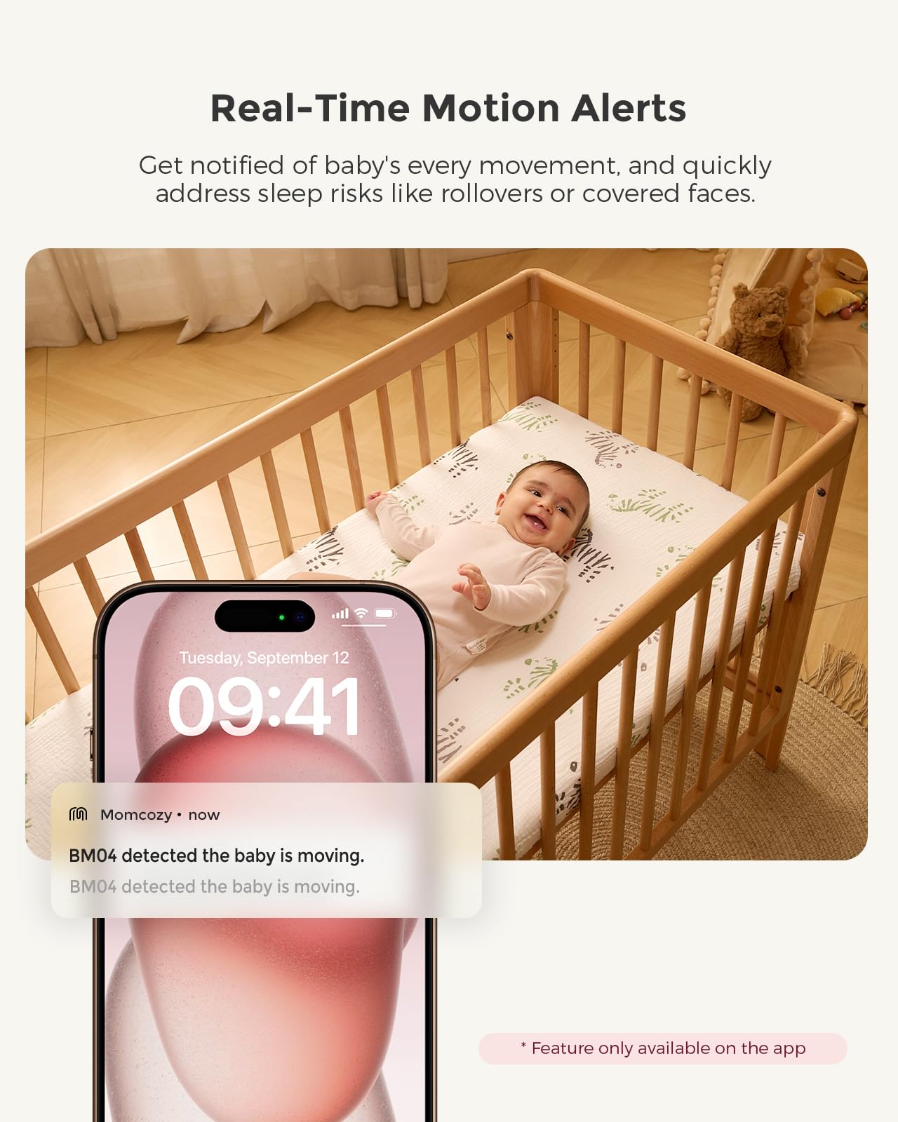 MOMCOZY Smart WiFi Baby Monitor with 1080P Camera & Audio