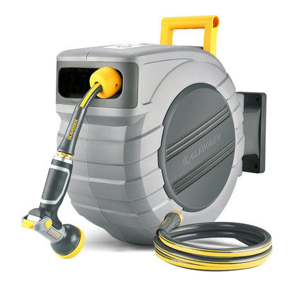 GLAHODEN Retractable Garden Hose Reel 100ft Heavy Duty