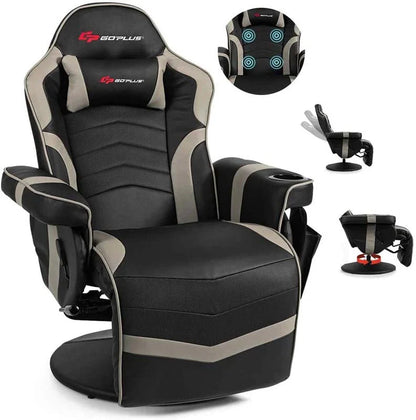 Pu Leather Massage Gaming Chair Ergonomic High Back Racing Style Gaming Recliner With Adjustable Backrest Amp Footrest Cup Holder Side Pouch - Comfortable And Ergonomic Design