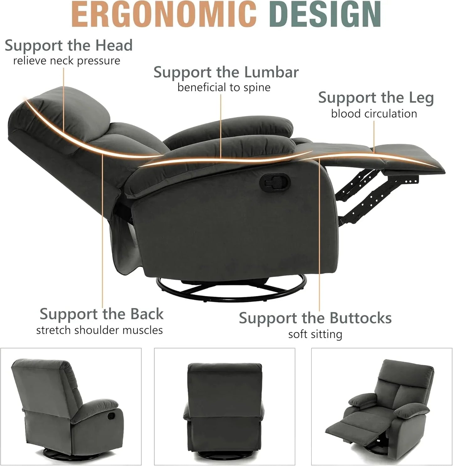 Small Swivel Rocker Recliner Chair for Compact Spaces
