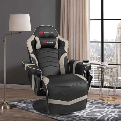 Pu Leather Massage Gaming Chair Ergonomic High Back Racing Style Gaming Recliner With Adjustable Backrest Amp Footrest Cup Holder Side Pouch - Comfortable And Ergonomic Design