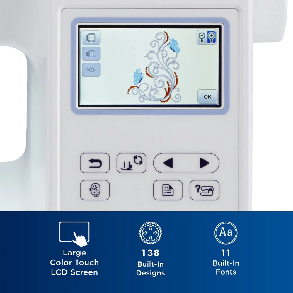 Brother PE800 Computerized Embroidery Machine, 5′′x7′′ Area, LCD Screen, 138 Designs, USB, 11 Fonts