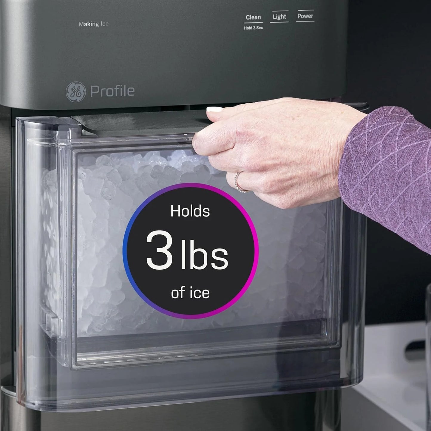 Countertop Nugget Ice Maker with Side Tank | Ice Machine with WiFi Connectivity | Smart Home Kitchen Essentials | Stainless Steel