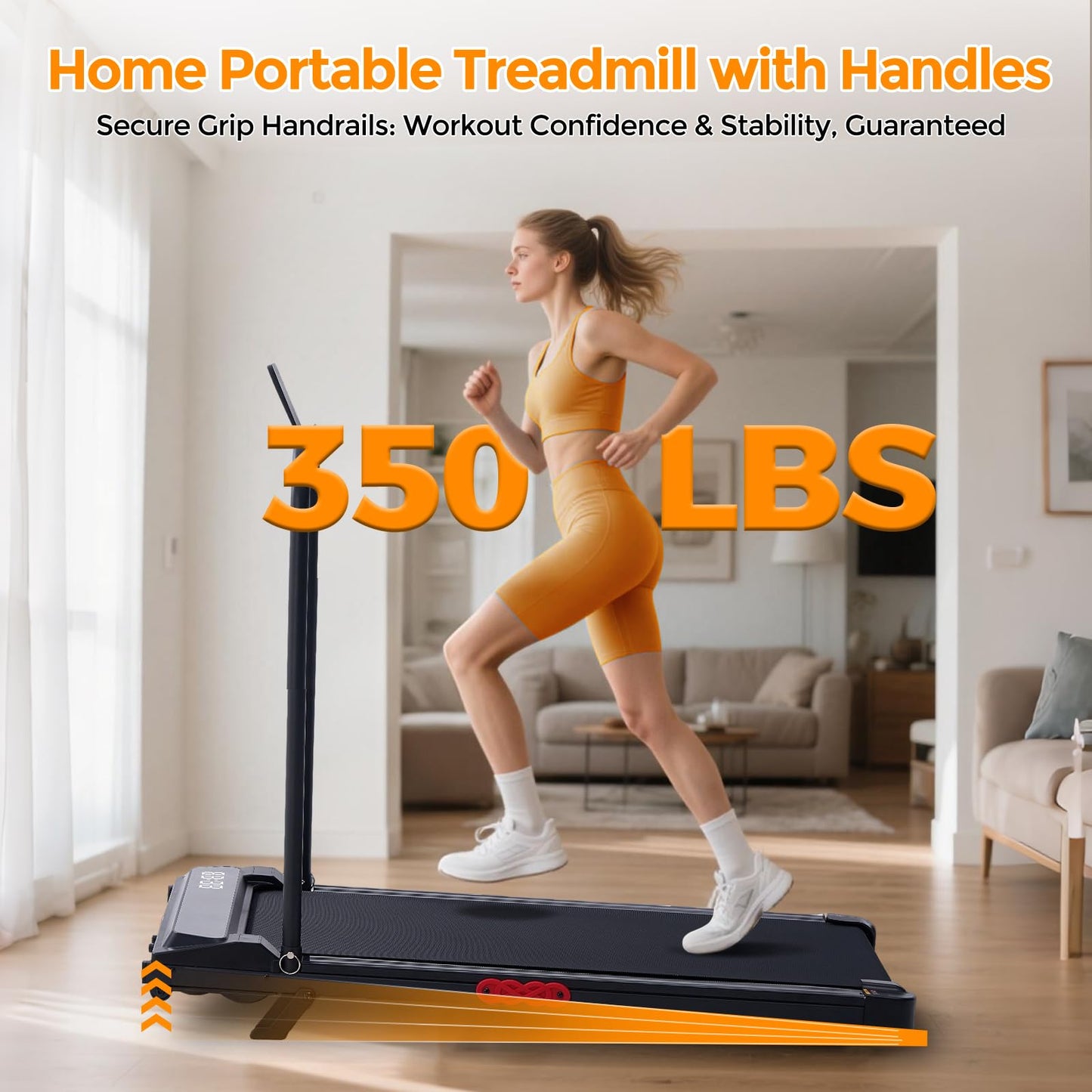 KASSADIN Walking Pad with Handle Bar - Portable Treadmill