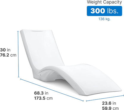 Pool Lounger, Fade-Resistant, Waterproof Patio Furniture, Pool Lounge Chair for Sun Shelf, Use in Pools with Shelves Up to 9-Inches Deep or Outside Pool Deck, Weighted, White