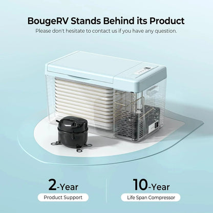 BougeRV 12 Volt Refrigerator 12V Car Fridge 23 Quart Portable Freezer Compressor Cooler 12/24V DC 110~240 Volt AC for Truck Van RV Camper SUV Travel Camping Road Trips Tailgating -7℉~50℉