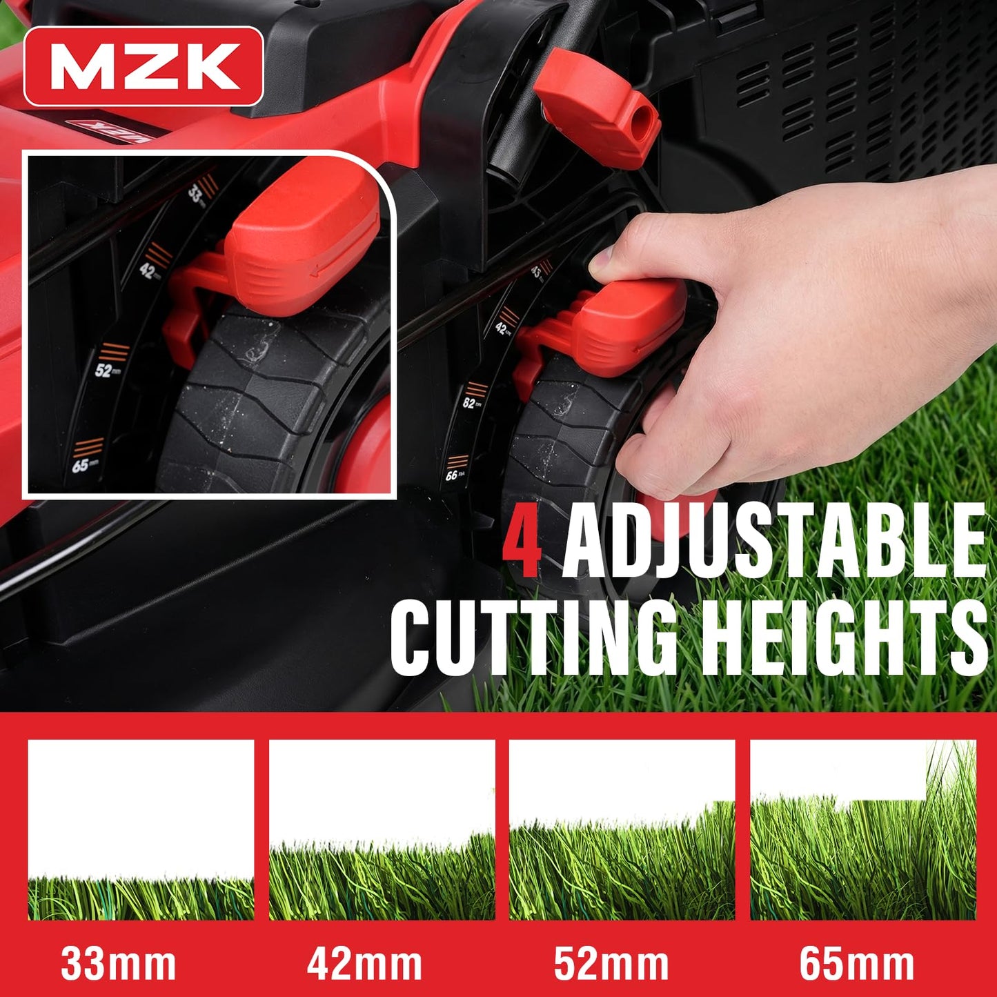 MZK 20V 13" Cordless Electric Lawn Mower with Grass Bag
