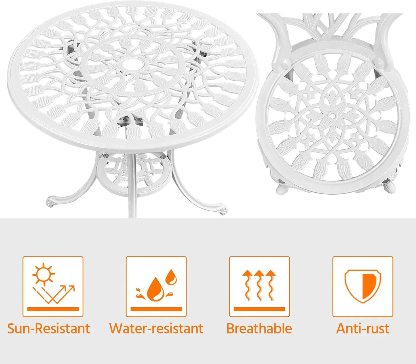 Patio Bistro Sets 3 Piece Cast Aluminum Bistro Table