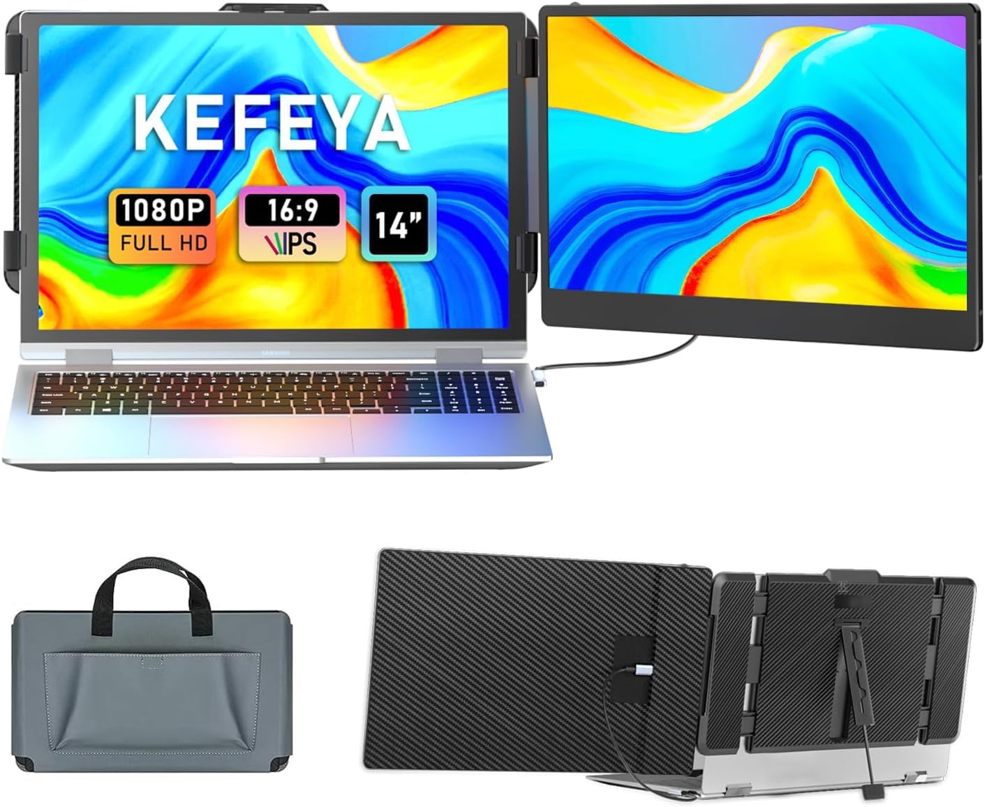 KEFEYA Laptop Screen Extender 14" FHD Portable Monitor