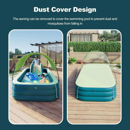 Ergocar Inflatable Swimming Pool with Water Slide, Inflatable Slide Water Pool with Awning, Inflatable Mega Bouncy Castle Water Park, Swim Centre Pools for Backyard, Garden, Summer Water Party