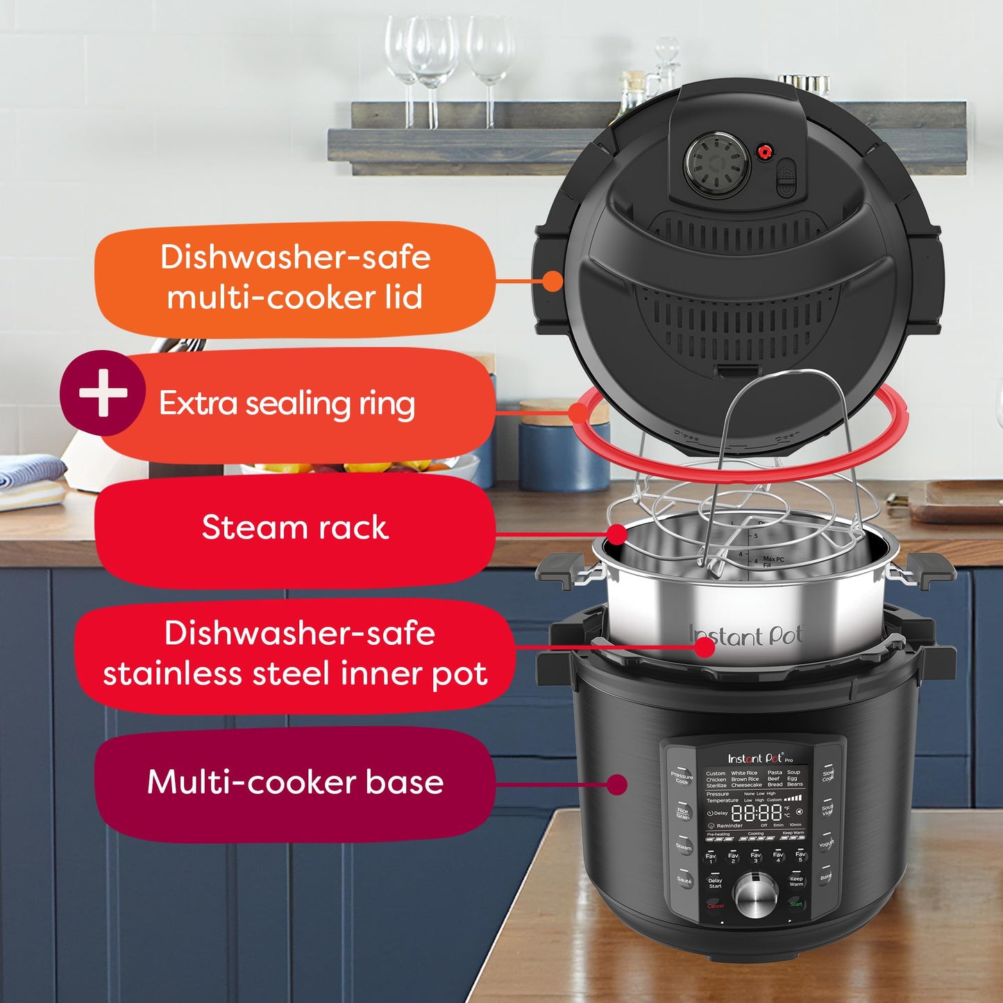 INSTANT POT Pro 10-in-1 Pressure Cooker & Slow Cooker, 8 QT