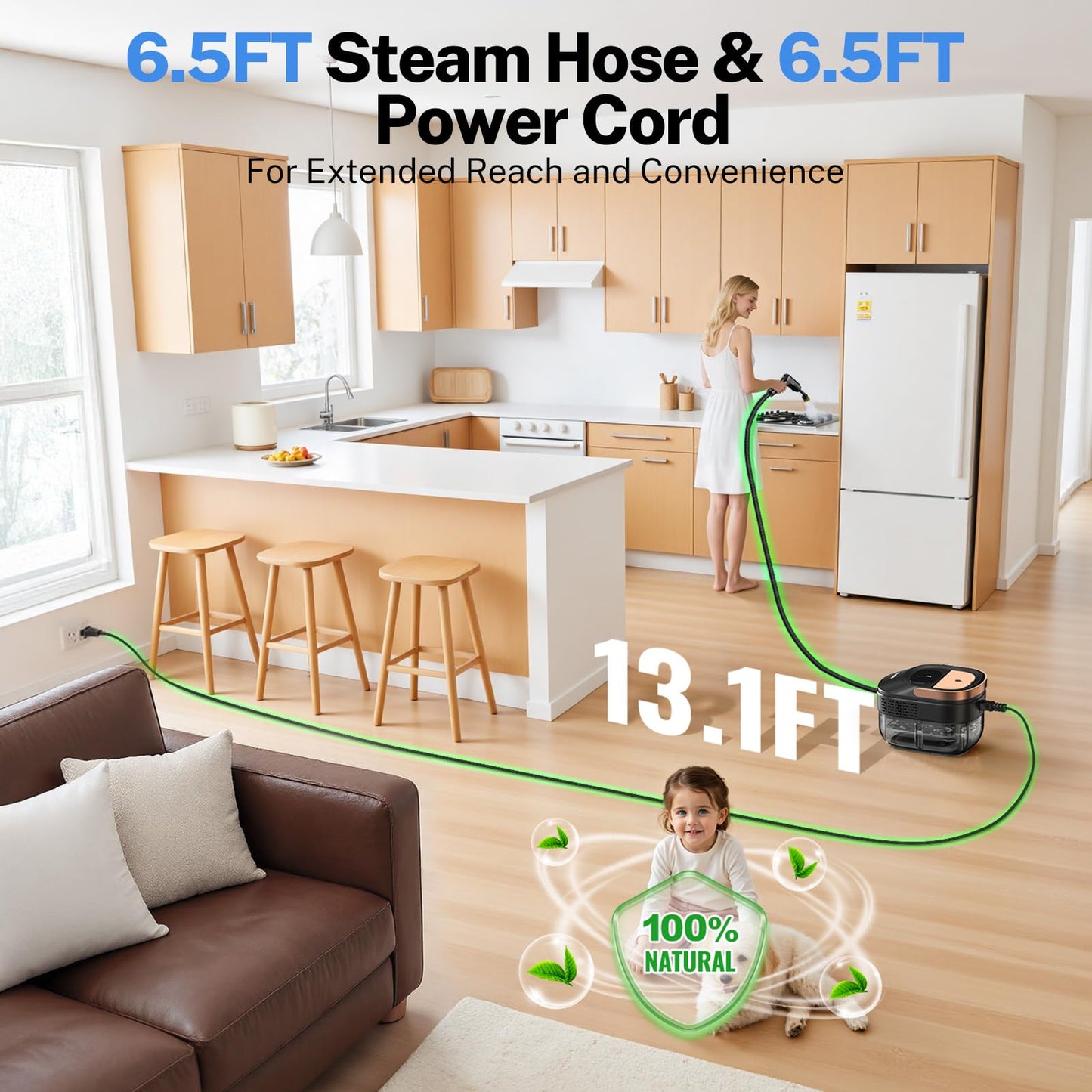 ODSD Steam Cleaner for Home & Car - 3-Level Adjustable