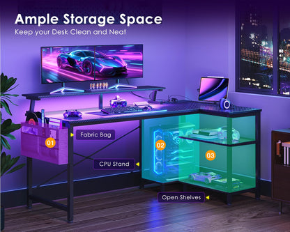 ODK 48 Inch Gaming Desk with USB Ports & LED Lights