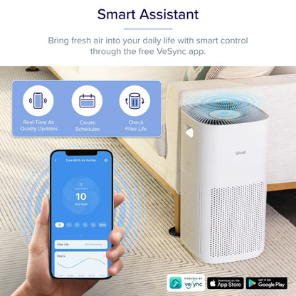 LEVOIT Core 600S-P Air Purifier for Large Rooms, White