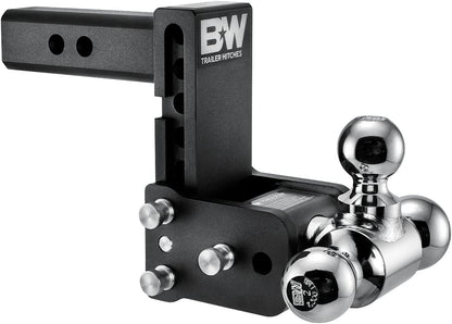 Tow & Stow Adjustable Trailer Hitch Ball Mount - Fits 2" Receiver, Tri-Ball (1-7/8" x 2" x 2-5/16"), 5" Drop, 10,000 GTW - TS10048B