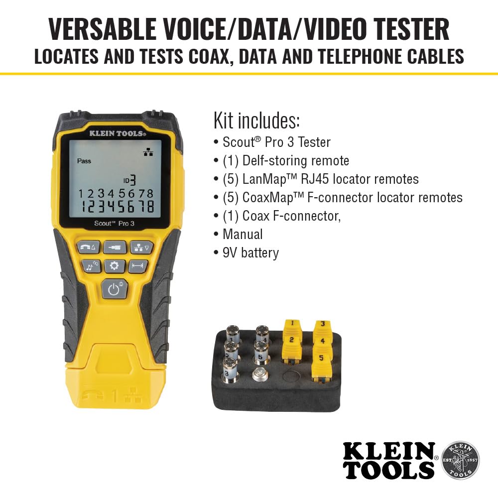 KLEIN TOOLS VDV501-851 Cable Tester Kit for Ethernet and Coax