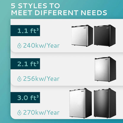 Upright freezer, 3.0 Cubic Feet, Single Door Compact Mini Freezer with Reversible Stainless Steel Door, Small freezer for Home/Dorms/Apartment/Office (Silver)