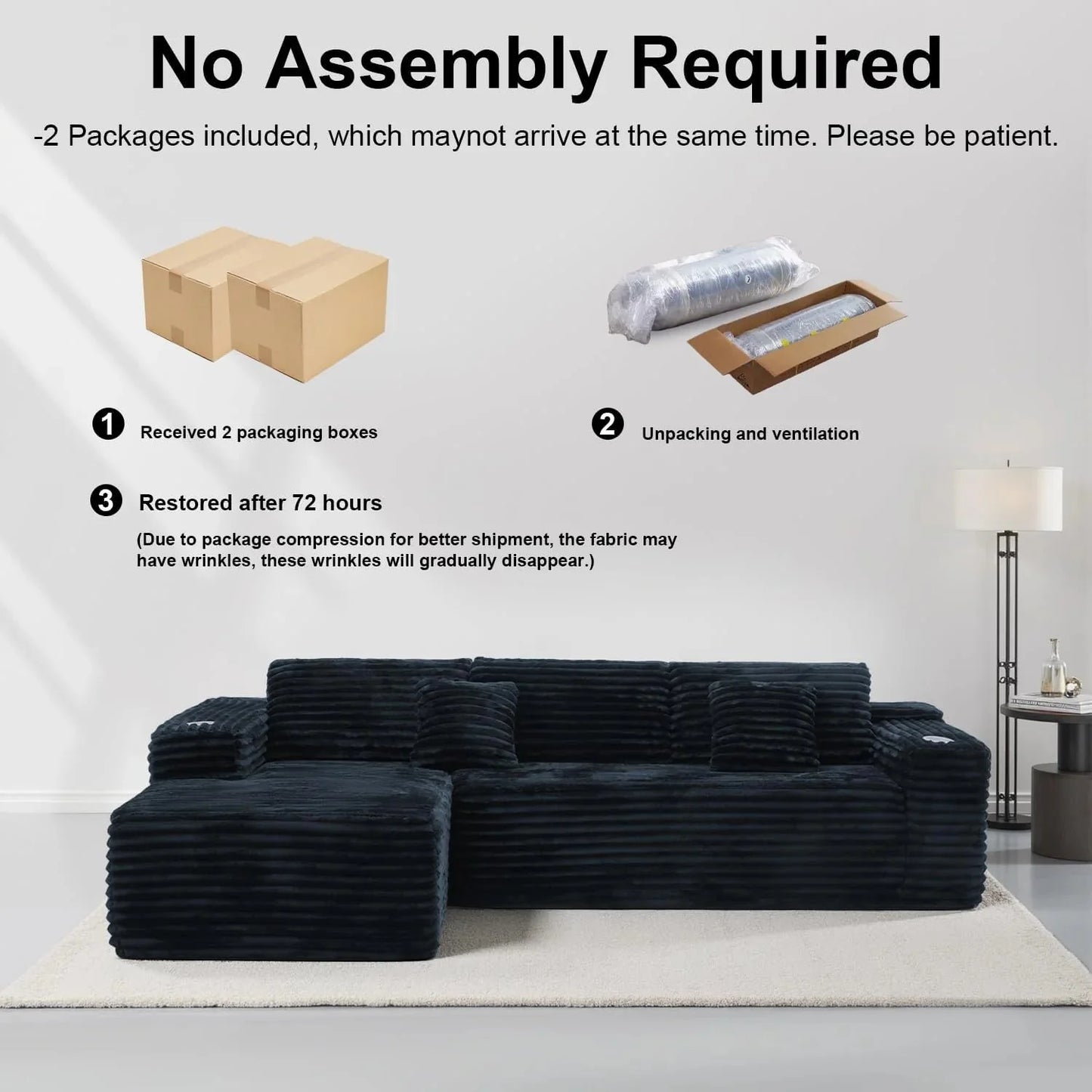 Cloud Sectional Couch with L-Shape Chaise, Modern Modular Sofa with Deep Seat, Built-in Cup Holder & Storage Pocket for Living Room Bedroom, No Assembly Required (Dark Gray, Left Sitting Chaise)