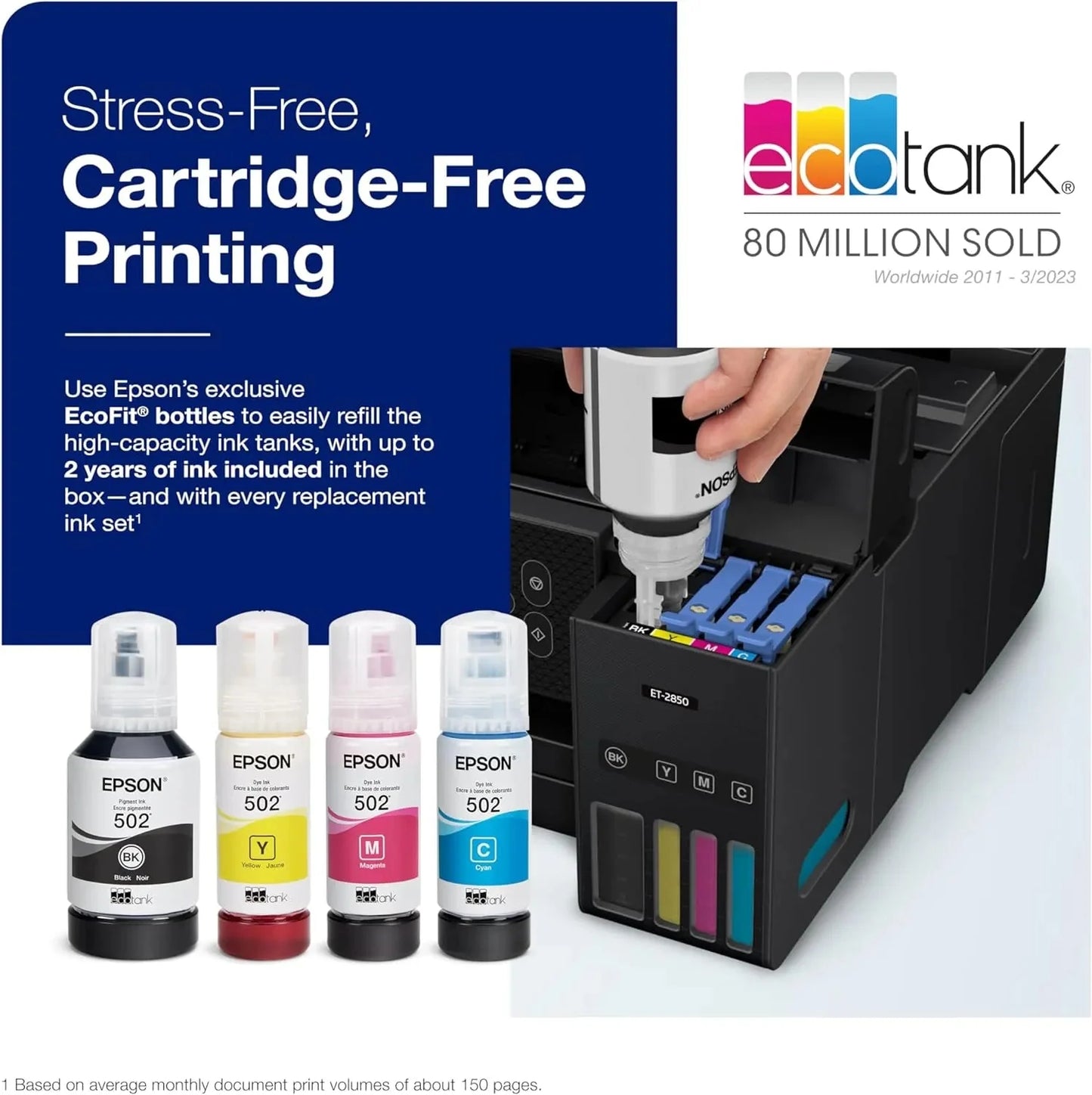ET 4800 Wireless All in One Cartridge Free Supertank Printer with Scanner, Copier, Fax, ADF and Ethernet – Ideal for Your Home Office, White