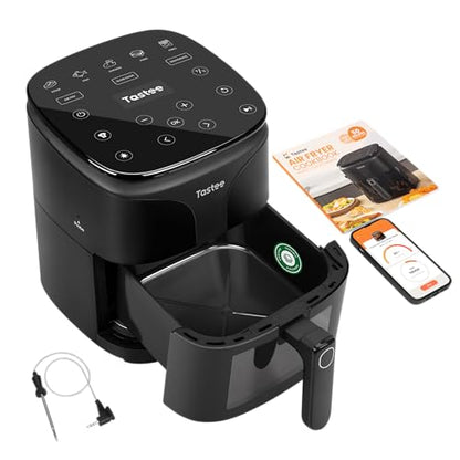 Tastee Ceramic Air Fryer, 8 in 1 Compact 5.5QT AirFryers, 450°F Digital Airfryer Dehydrator with Smart Probe, 24 Presets One touch Cooking, In app Recipes with Window, Dishwasher safe & Non stick : Home & Kitchen