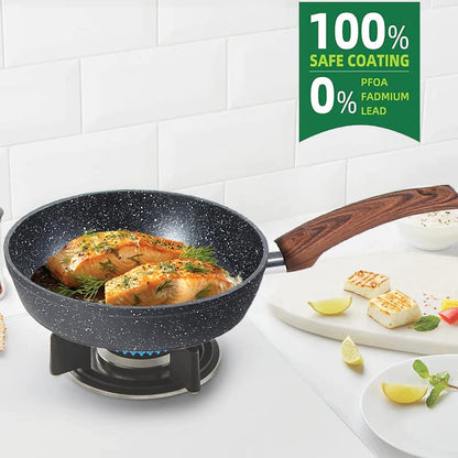 KITCHEN ACADEMY Induction Cookware Set - 12 Piece Nonstick Pan Set