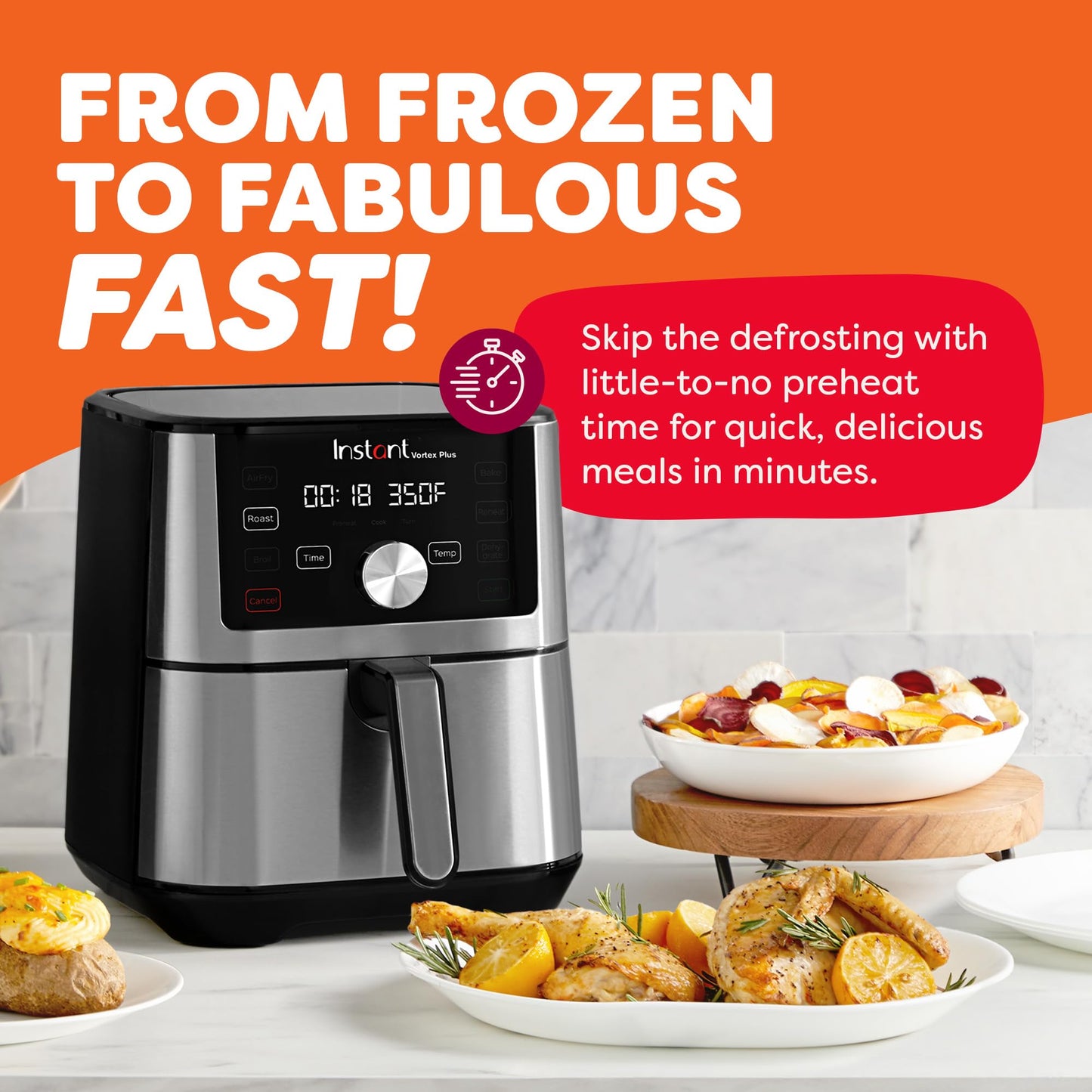 INSTANT POT 6QT Vortex Plus Air Fryer - 6-in-1 Stainless Steel