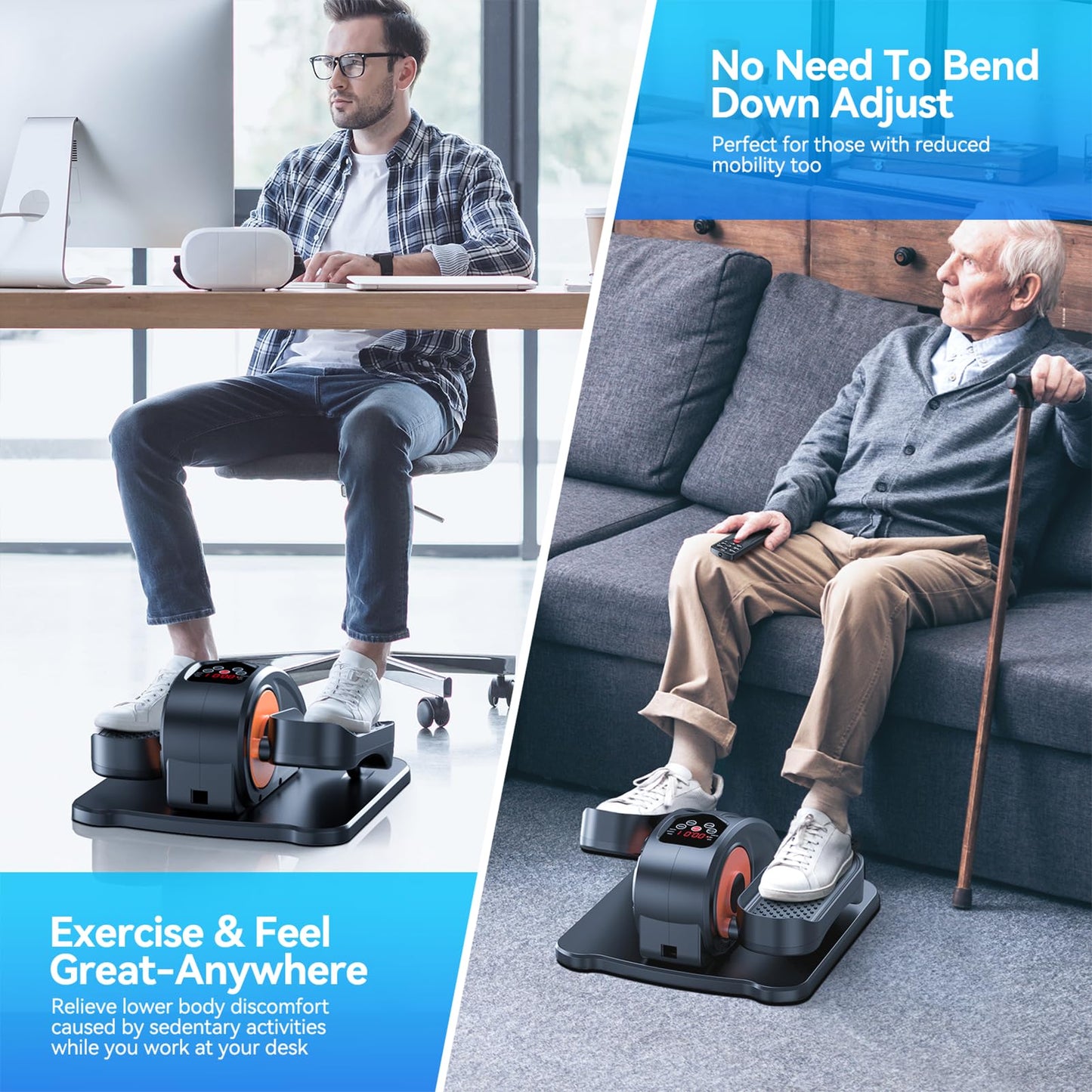 GUGTTR Under Desk Elliptical Machine for Seniors - Portable Pedal Exerciser