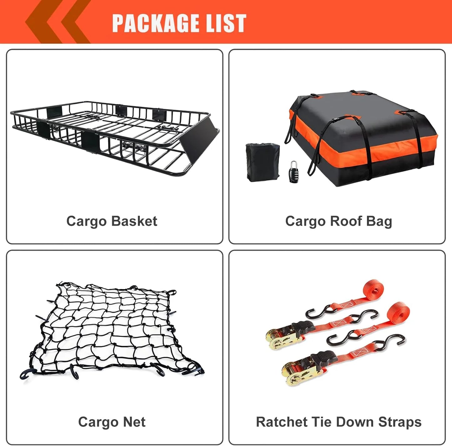 Folding hitch mounted cargo basket 60" With hook stabilizer, net and straps