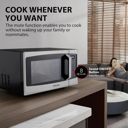TOSHIBA 4-in-1 ML-EC42P(SS) Countertop Microwave Oven, Smart Sensor, Convection, Air Fryer Combo, Mute Function, Position Memory 13.6" Turntable, 1.5 Cu Ft, 1000W, Silver