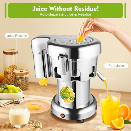 Commercial Juice Extractor, 370W 110V Electric Stainless Steel Juicer for Fruit Vegetable Heavy Duty Centrifugal Juicer Machine Juice & Residue Separated Low Noise: Home & Kitchen