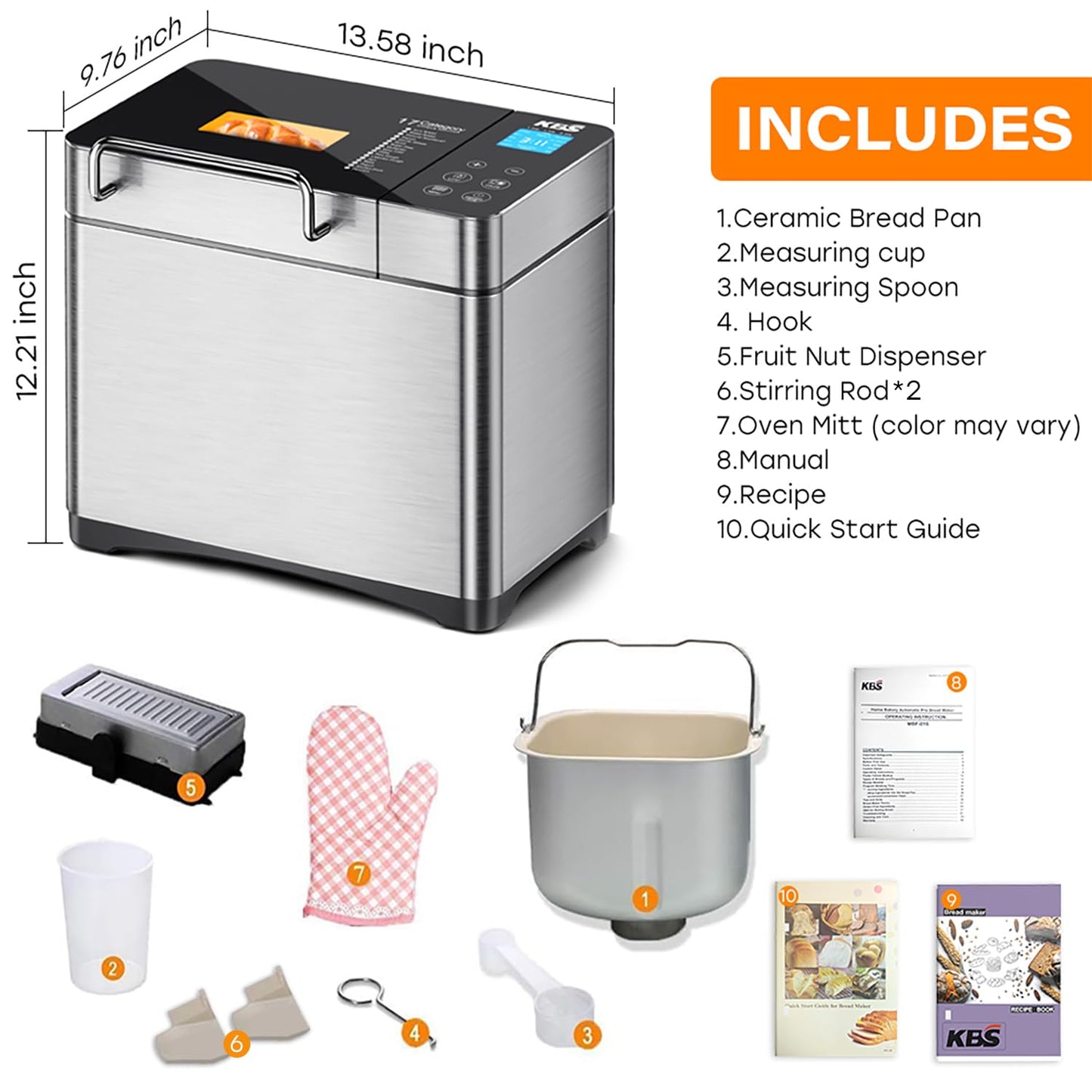 KBS Pro 710W Bread Maker - 17-in-1 Smart Bread Machine