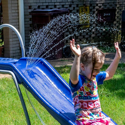 XDP Recreation 6 Foot Water Wave Slide with Built In Adjustable Sprinkler, Freestanding with Ground Pad and Hose Extension for Lawn Fun, Ages 3 to 8