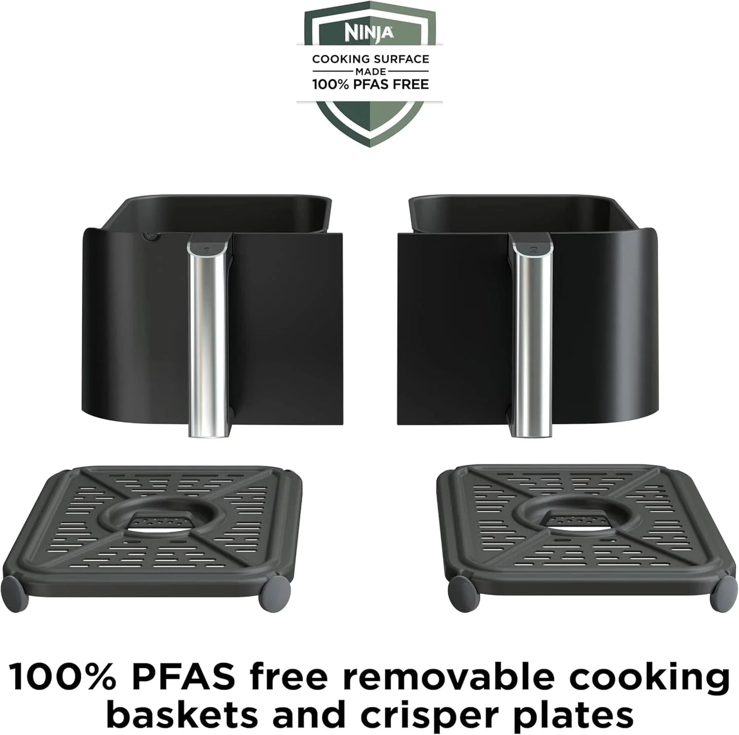 Ninja Foodi 10QT 6-in-1 DualZone Smart XL Air Fryer, 2 Independent 5QT Baskets, Smart Cook Thermometer, Match Cook, Smart Finish, Air Fry, Roast, Bake, Dehydrate, Reheat, Grey, DZ550