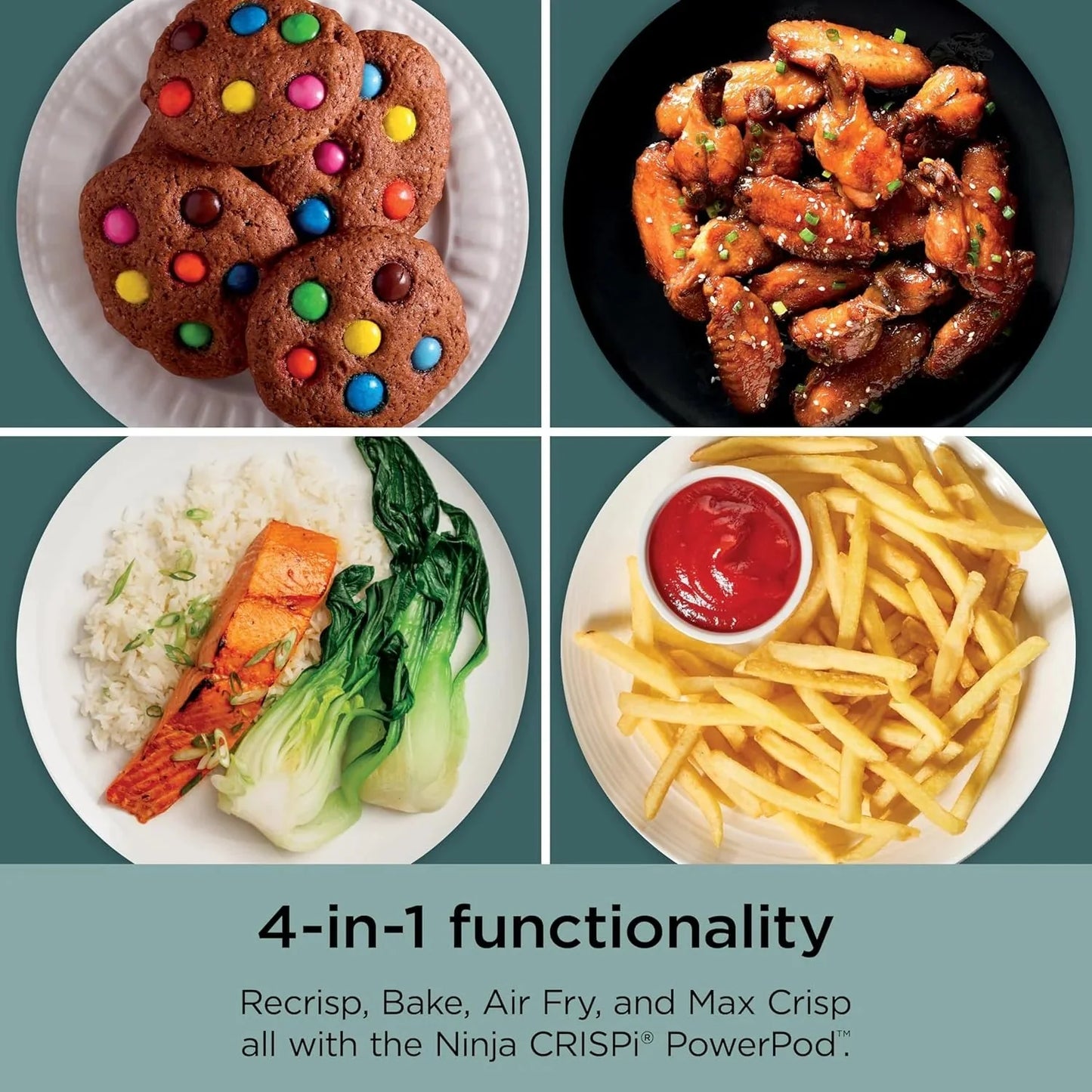 Ninja Crispi 4-in-1 Portable Glass Air Fryer Cooking System, 1500W, 4QT & 6-Cup TempWare Glass Containers with Storage Lids, Microwave, Freezer & Dishwasher Safe