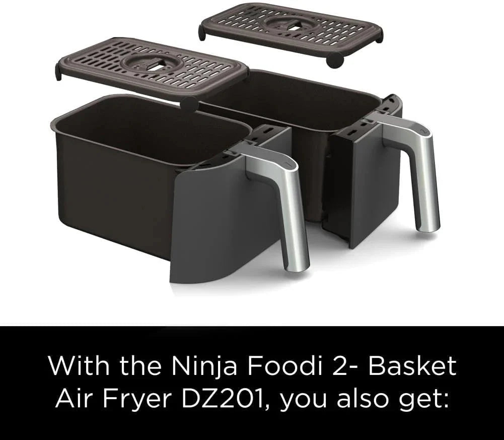 Ninja Foodi 10QT 6-in-1 DualZone Smart XL Air Fryer, 2 Independent 5QT Baskets, Smart Cook Thermometer, Match Cook, Smart Finish, Air Fry, Roast, Bake, Dehydrate, Reheat, Grey, DZ550