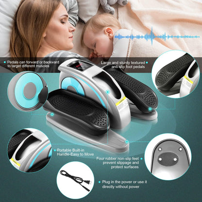 Under Desk Elliptical, Electric Ellipse Leg Exerciser While Sitting for Seniors Adults, Quiet Portable Motorized Seated Foot Pedal Exerciser with Remote Control for Home Office Use