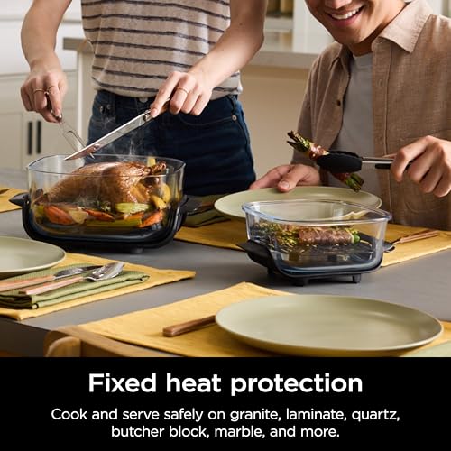 Ninja Crispi 4 in 1 Portable Glass Air Fryer Cooking System, 4QT & 6 Cup Glass Containers with Storage Lids, Easy Meals, Microwave, Freezer & Dishwasher Safe, Air Fry, Bake & More, Cyberspace, FN101GY : Home & Kitchen