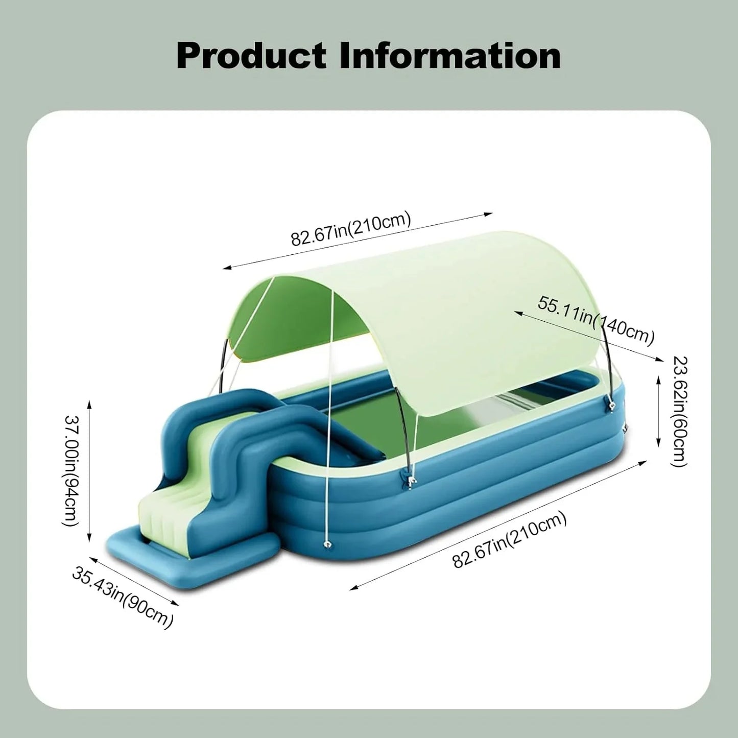 Ergocar Inflatable Swimming Pool with Water Slide, Inflatable Slide Water Pool with Awning, Inflatable Mega Bouncy Castle Water Park, Swim Centre Pools for Backyard, Garden, Summer Water Party
