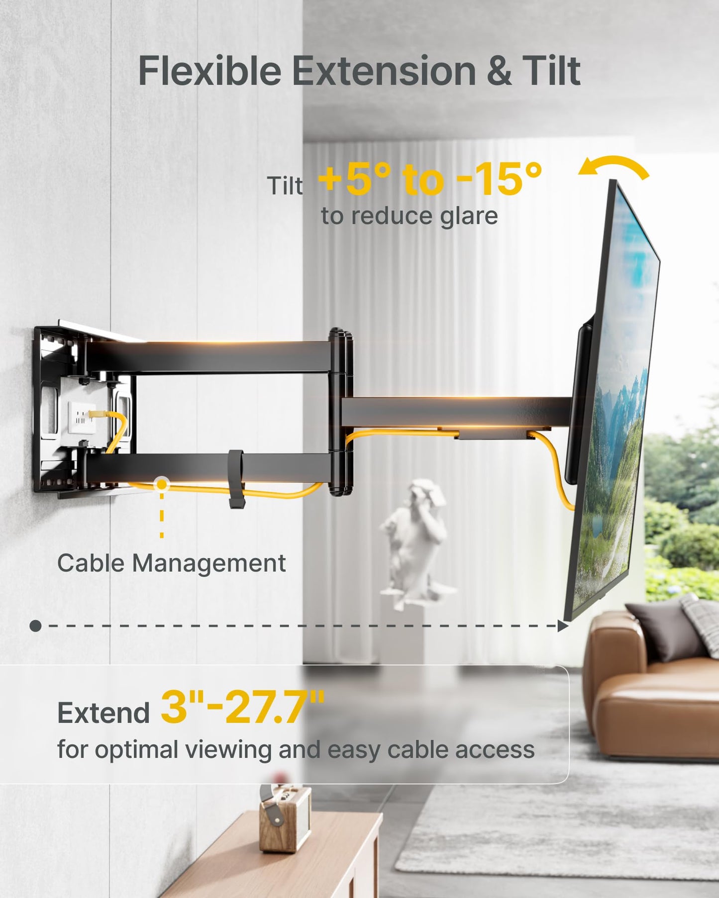 MONTEK Heavy Duty XXL Full Motion TV Wall Mount 60-120"