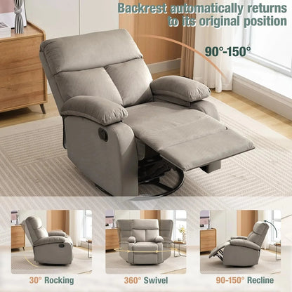 Small Swivel Rocker Recliner Chair for Compact Spaces