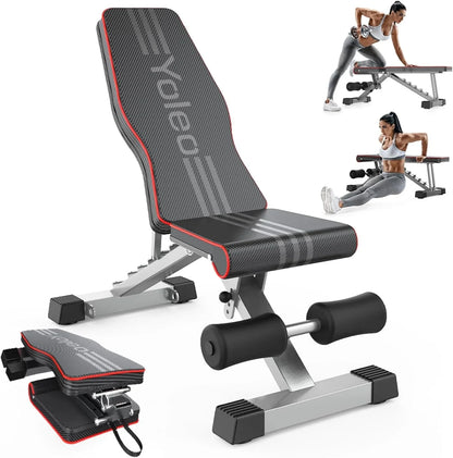 Yoleo Adjustable Weight Bench for Full Body Workout, Foldable Bench Press Bench